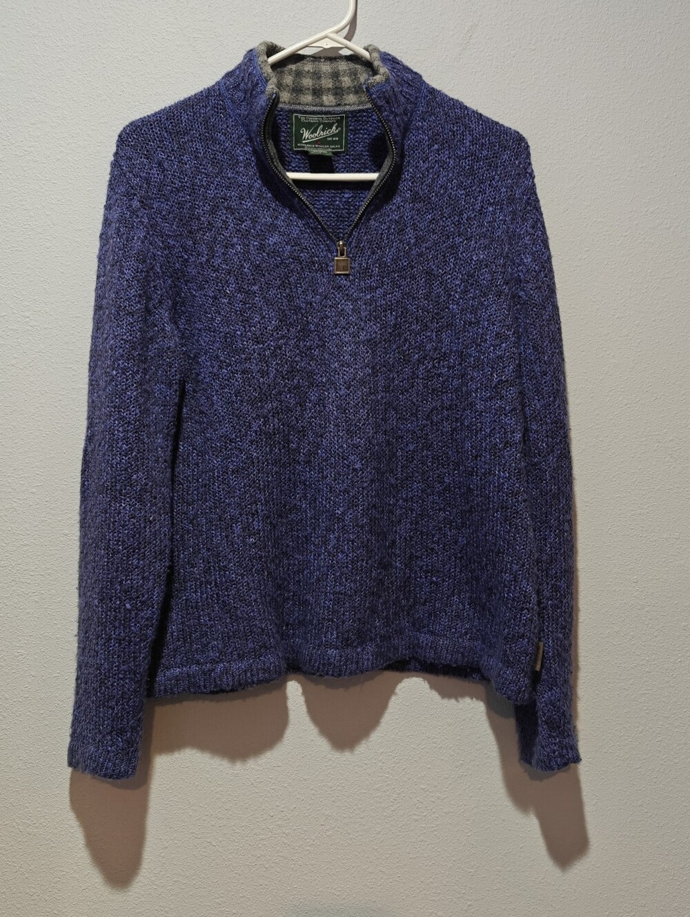 Vintage Woolrich Quarter Zip Sweater Cabin Core Large Outdoor Ramie Tight Knit